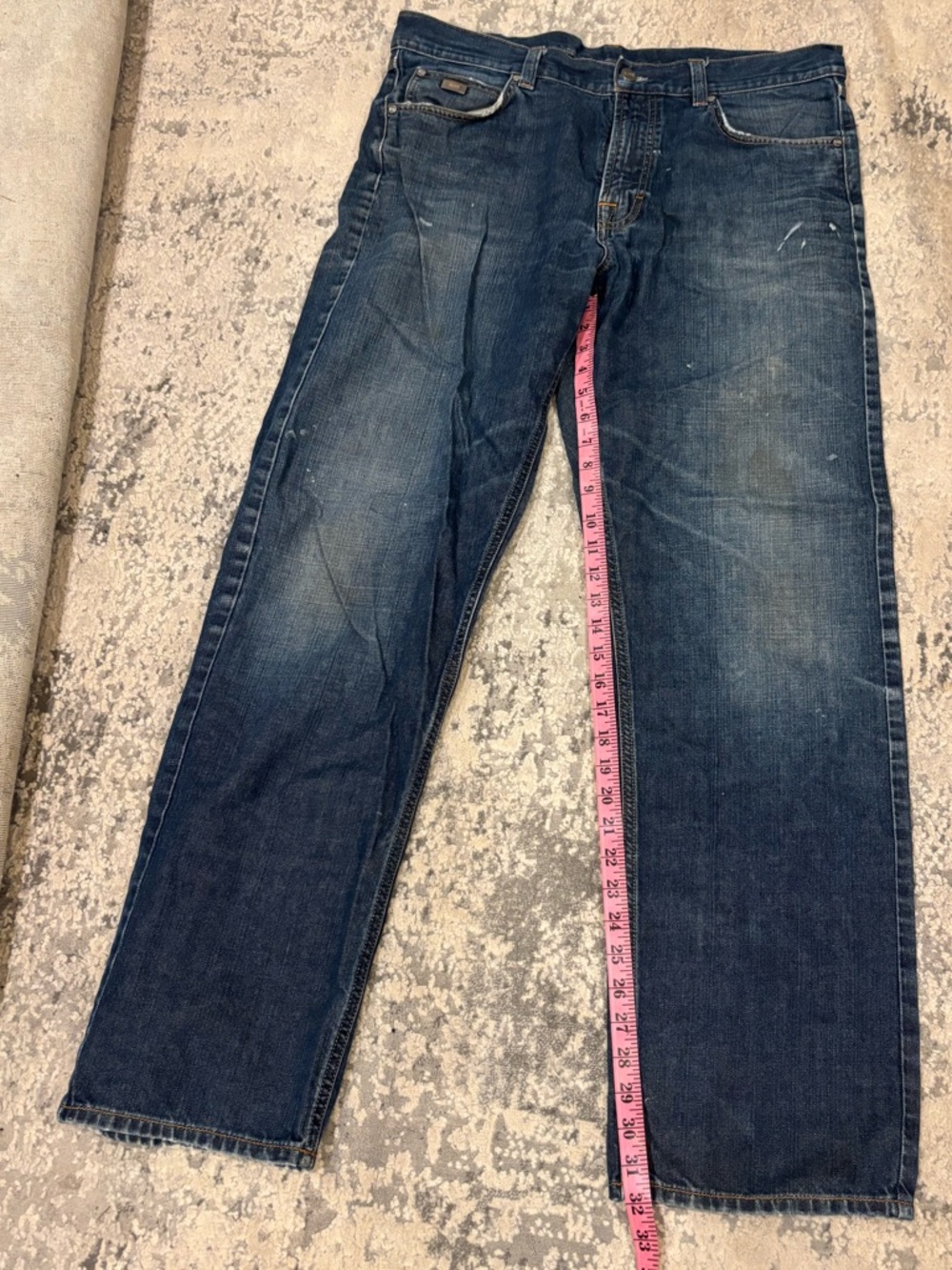 Boss Men's Straight-Leg Indigo distressed Jeans